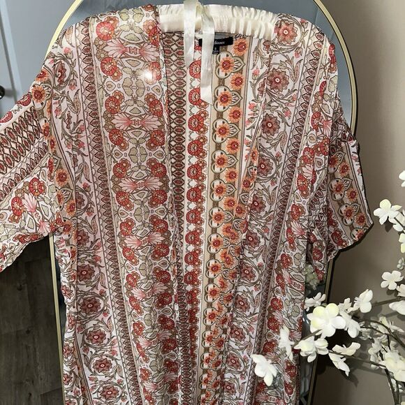 Ambiance  Sheer Long Floral Print Kimono Coverup Duster Size‎ S Fits Most - Picture 6 of 6
